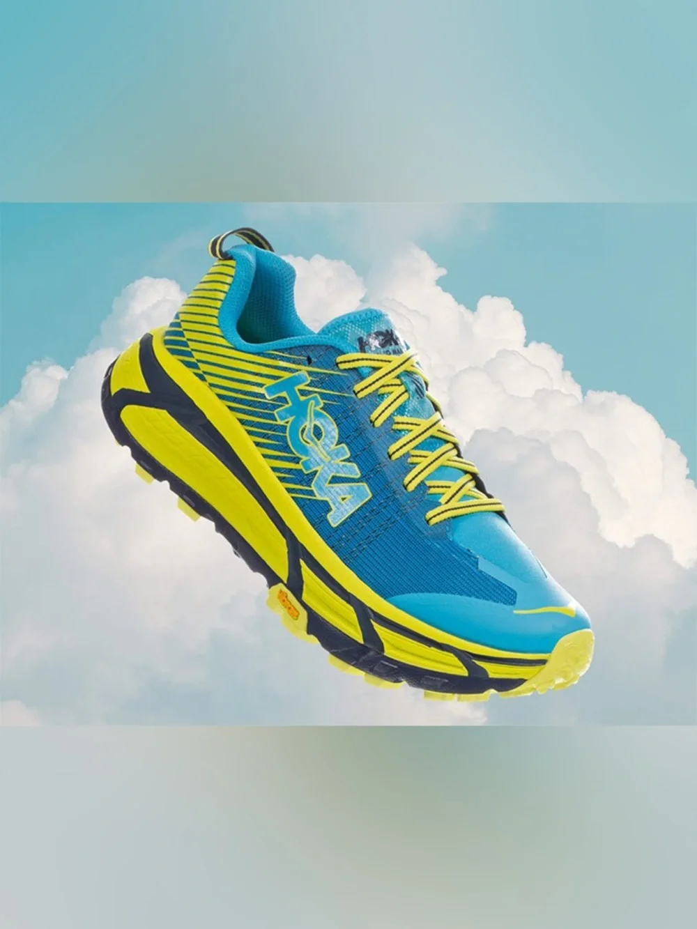Hoka One One Blue And Yellow Evo Mafate 2 Trail Sneakers Size 7.5
